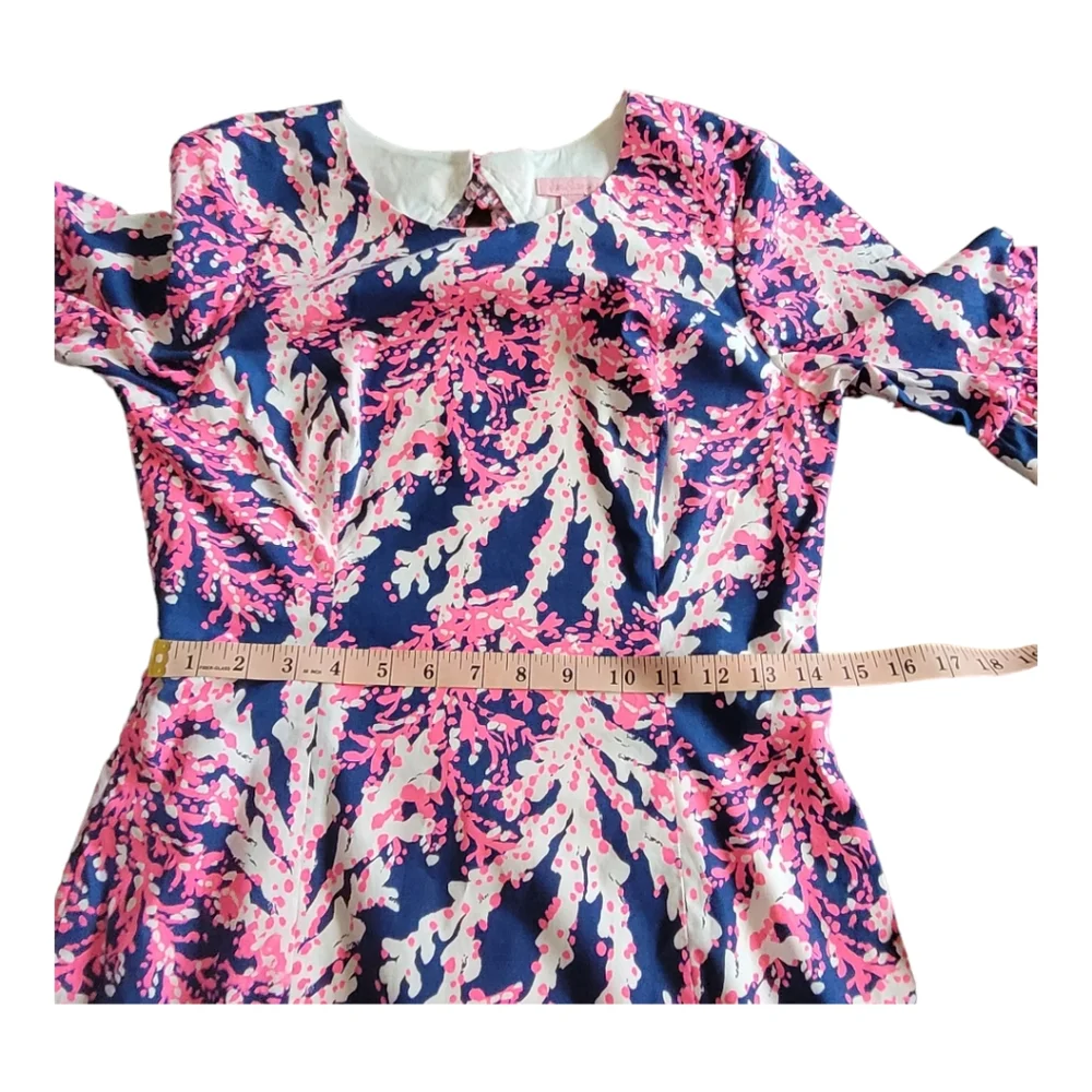 Lilly Pulitzer Fiesta Stretch Dress Nauti Navy Beyond the Sea Pink Coral Size 2